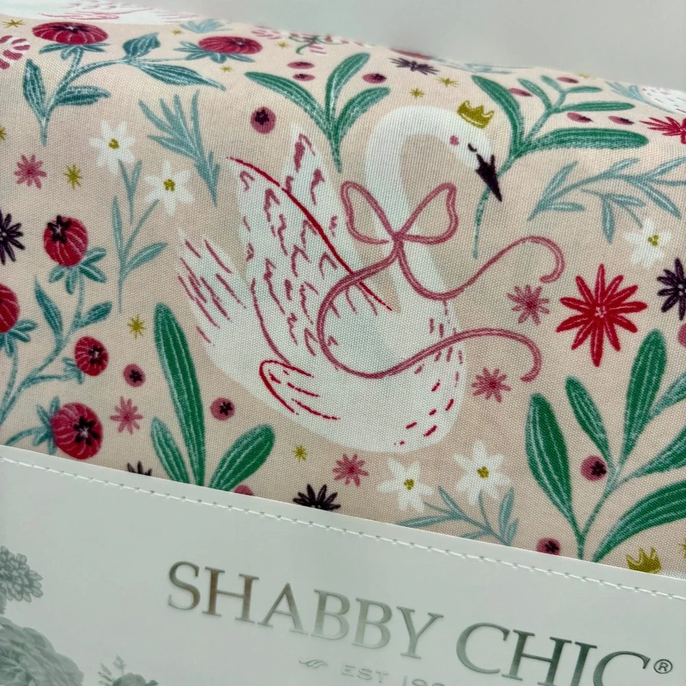 Shabby Chic Swan Floral Queen Sheet Set New in Package Blush Pink‎ Green